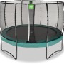 Grünes EXIT Allure Premium Trampolin Ø 366 cm mit Sicherheitsnetz für den Garten.