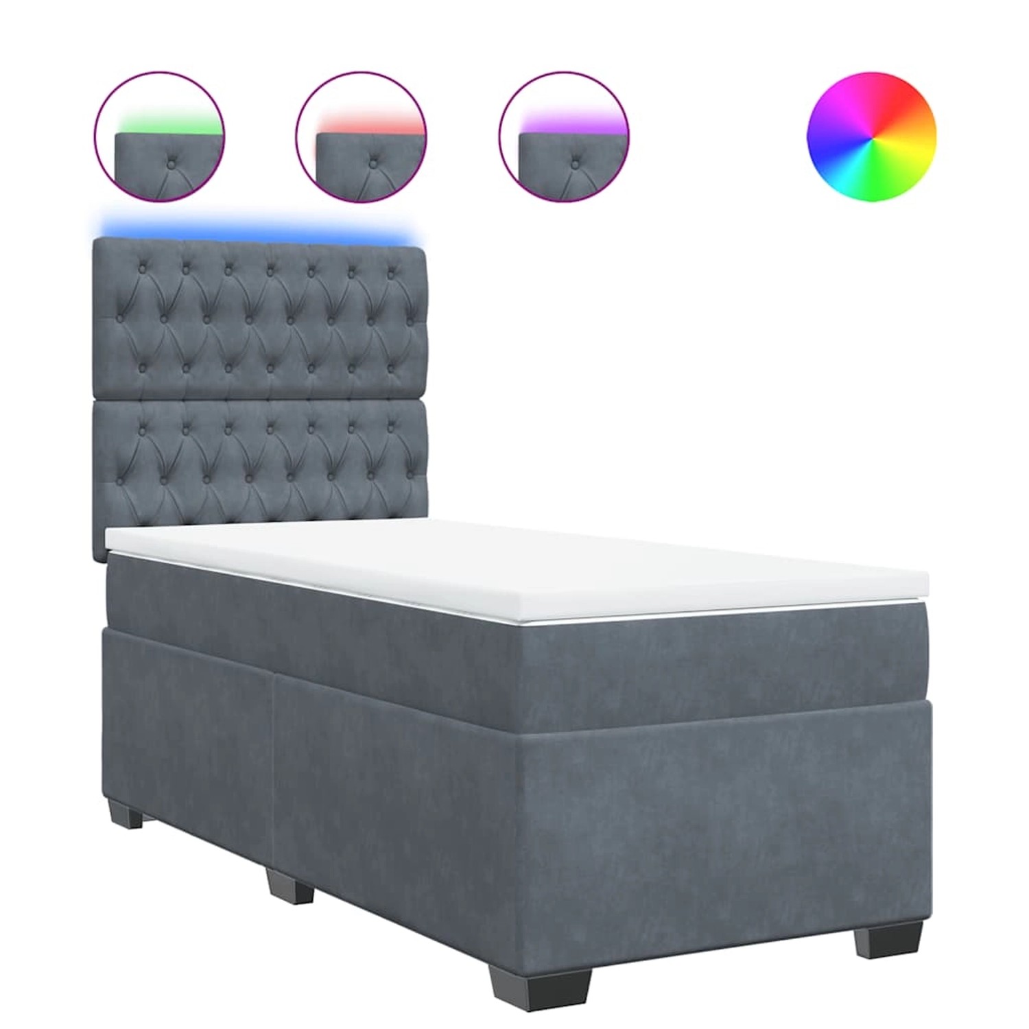 vidaXL Boxspringbett mit Matratze Dunkelgrau 90x200 cm Samt 3293117 günstig online kaufen