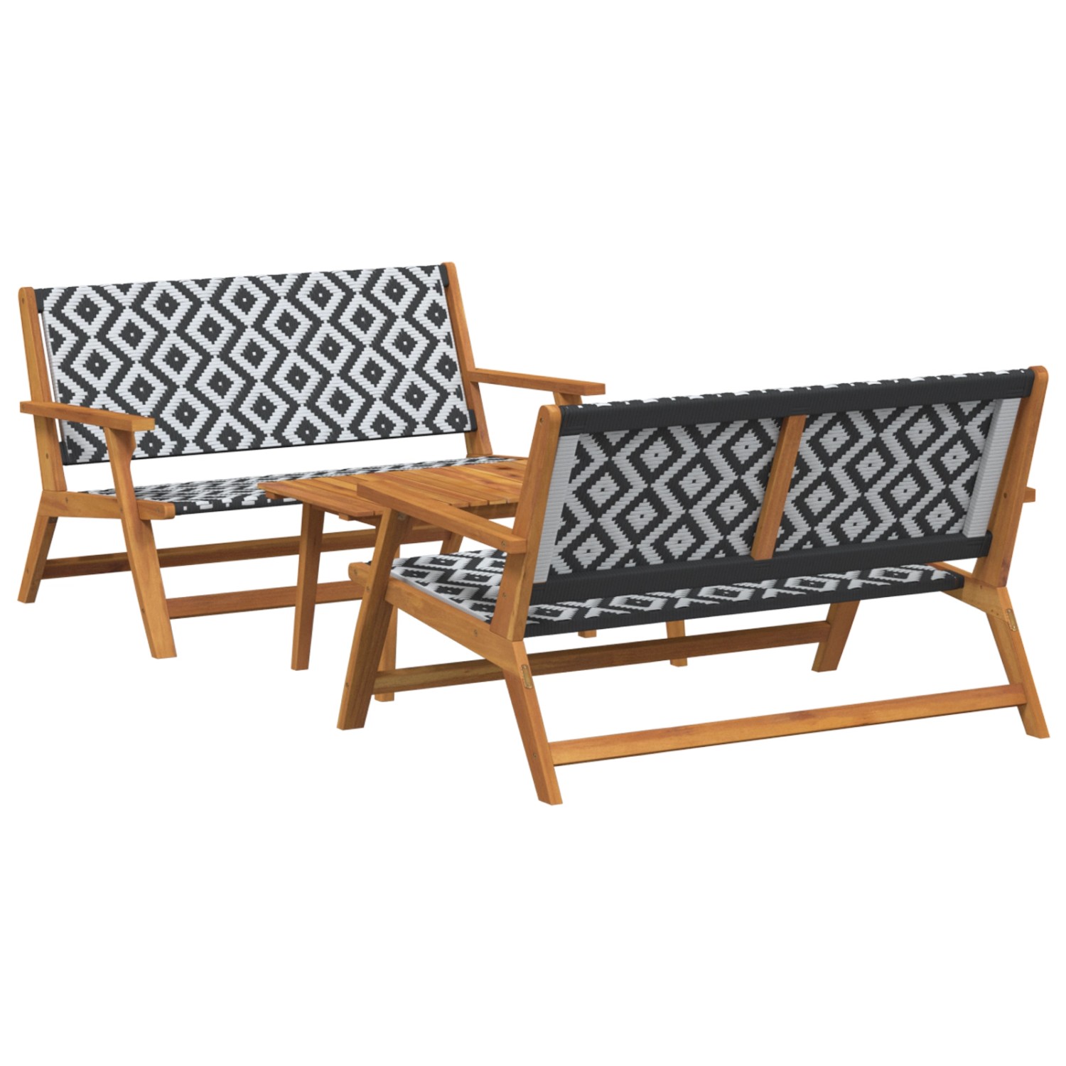 vidaXL Gartenstühle mit Tisch 3-Teiliges Set Schwarz und Weiß Massivholz Ak günstig online kaufen