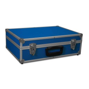 Blauer Gorando Transportkoffer mit Alurahmen, ideal für Werkzeug und Aufbewahrung.