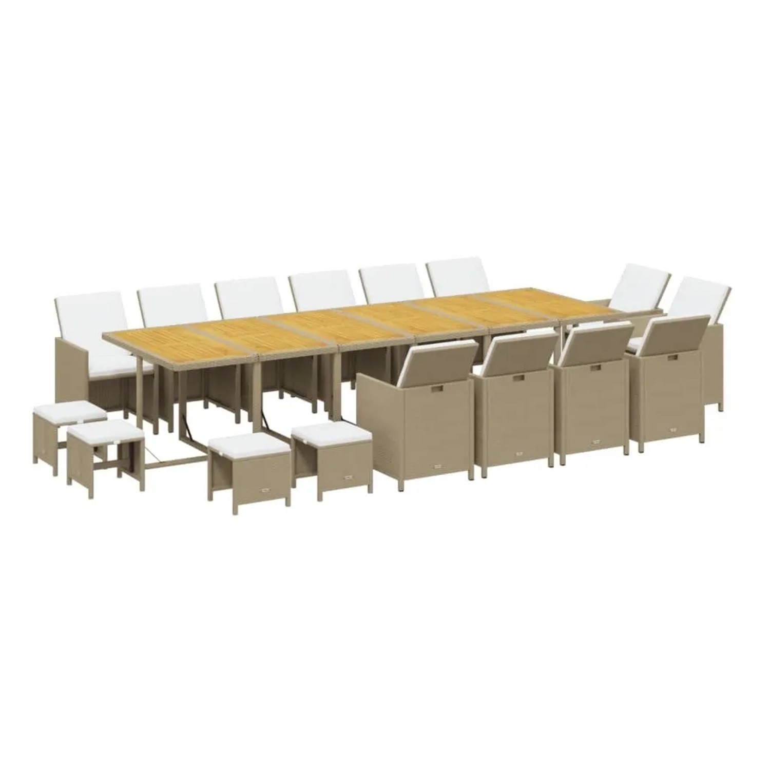 vidaXL 17-Tlg Garten-Essgruppe mit Kissen Poly Rattan Beige 3095637