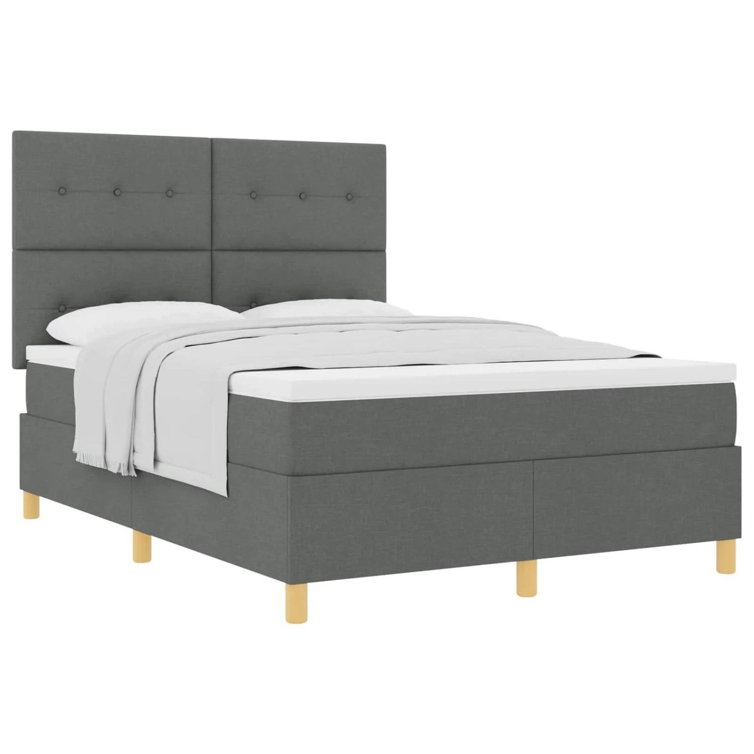 vidaXL Boxspringbett mit Matratze Dunkelgrau 140 x 200 cm Stoff 3339624 günstig online kaufen