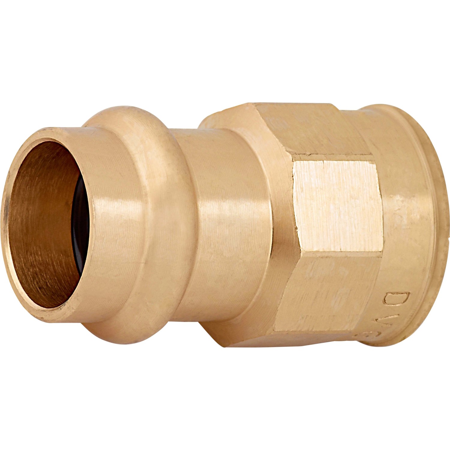 Press-Übergangsmuffe aus Rotguss, 18 mm x 18,6 mm (Rp 1/2) für Kupferrohre.