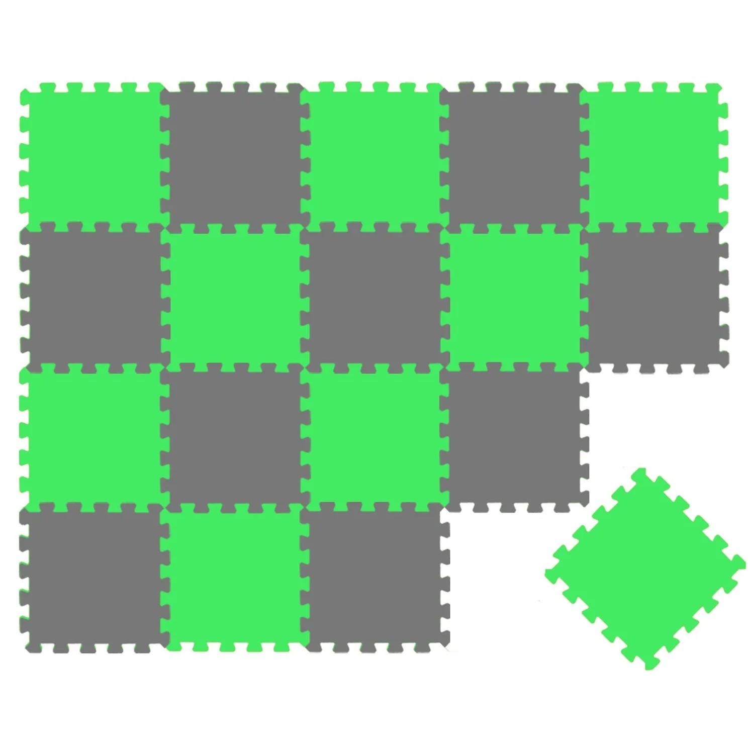 LittleTom Baby & Kinder Puzzlematte 30 x 30 cm 18 Stück Grau & Hellgrün