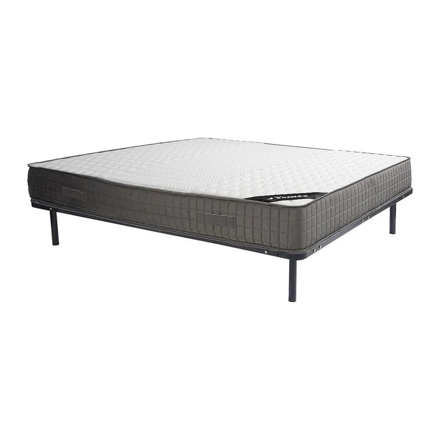 Vente-unique Matratze Und Lattenrost Danevo Schwarz  Weiß  Silberfarben 190 cm  188 cm  3.8 cm