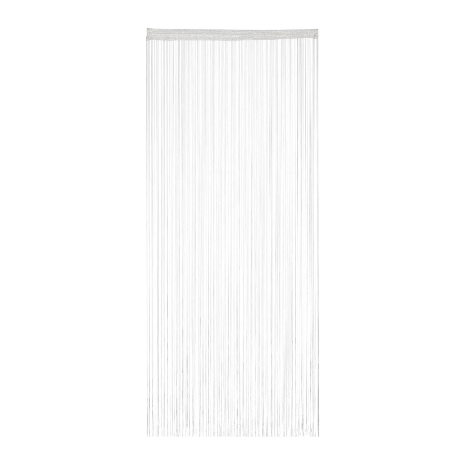 Relaxdays Fadenvorhang Polyester Weiß Kürzbar mit Tunnelzug 90 cm x 245 cm