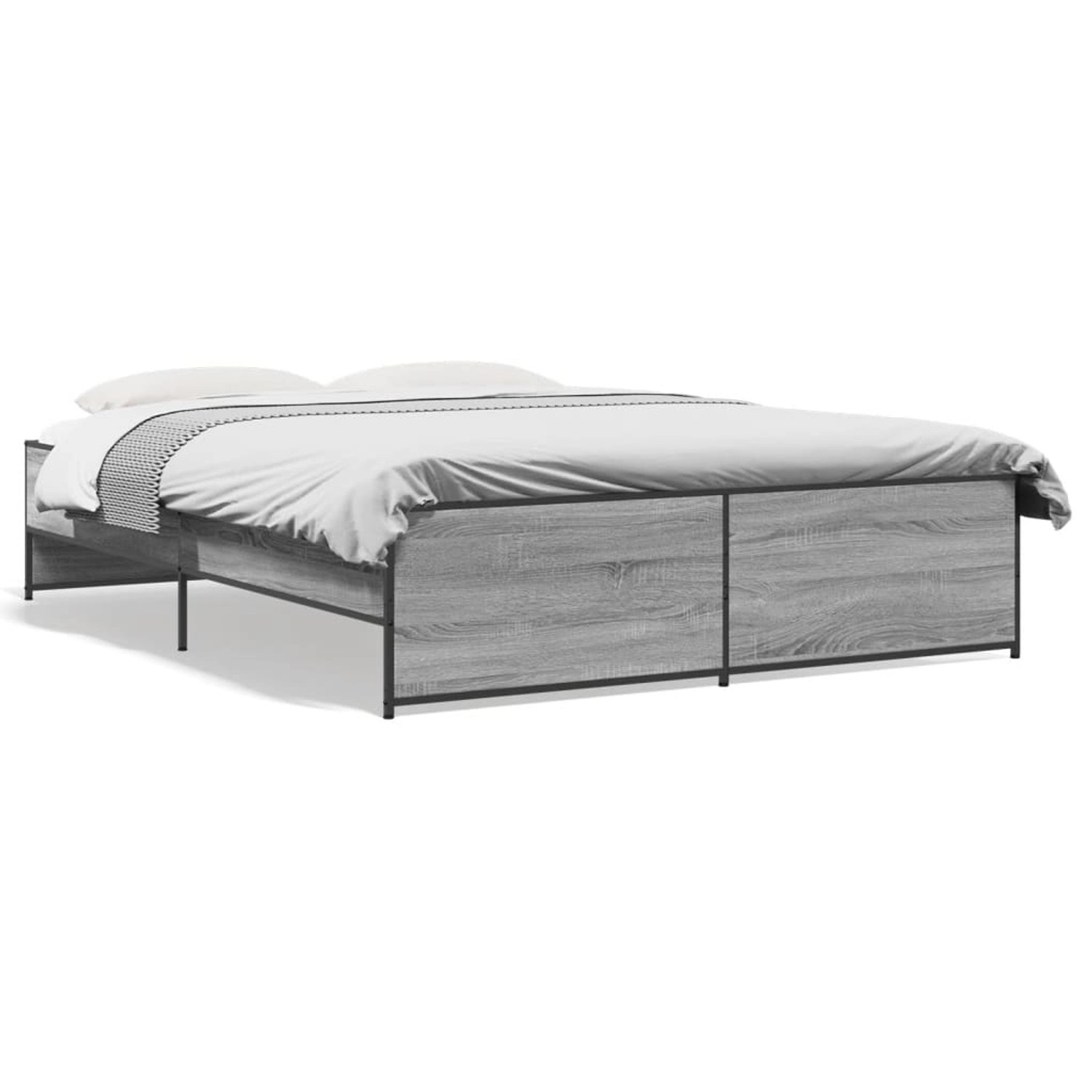 vidaXL Bettgestell Grau Sonoma 160x200 cm Holzwerkstoff und Metall 3279880 günstig online kaufen