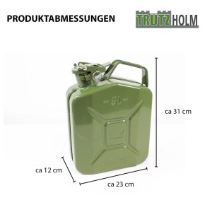 TRUTZHOLM 1x Benzinkanister Kraftstoffkanister Metall 5 Liter Mit Ausgießer Olivgrün