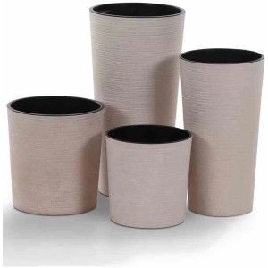 Siena Garden Pflanzgefäße Eco Locon in Weiß, verschiedene Größen. Übertöpfe mit matter Rillenoptik.