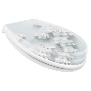 Banjado Familien WC-Sitz mit Absenkautomatik und Lotus-Motiv.