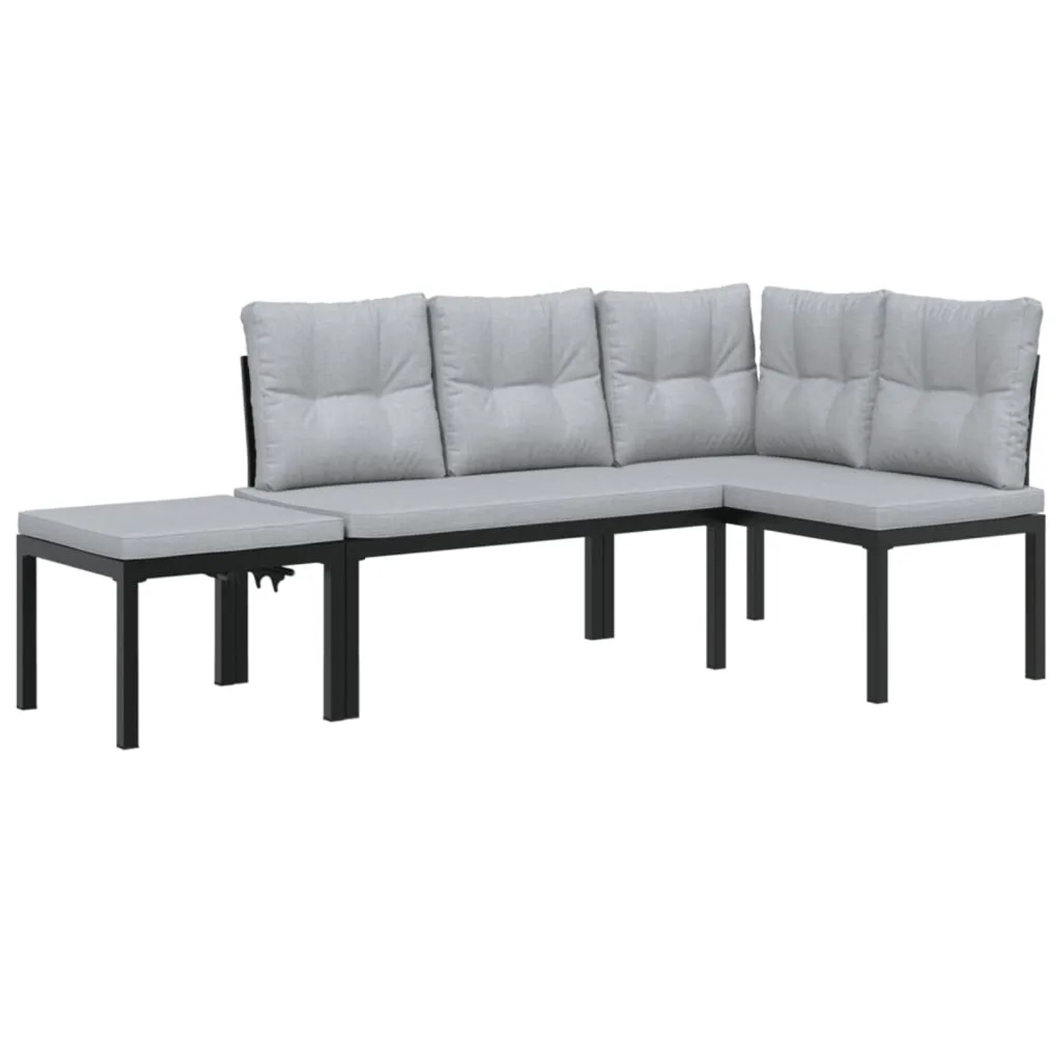 vidaXL Gartenbank-Set 3-Tlg Schwarz Pulverbeschichteter Stahl 3283654
