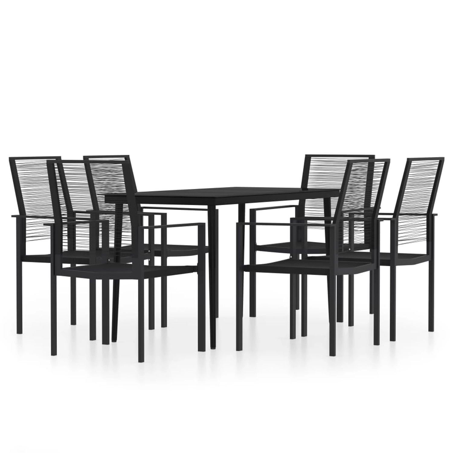 vidaXL 7-Tlg Garten-Essgruppe Schwarz 3099206