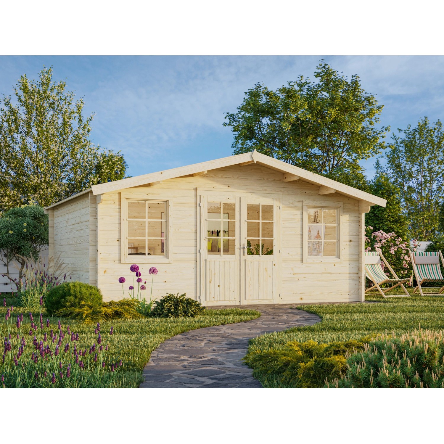 Palmako Gartenhaus Klara 484 x 360 cm Lackiert Hellgrau/Anthrazit FSC® günstig online kaufen