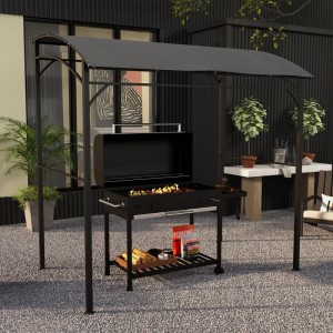 Outsunny Grillpavillon mit Grill und Zubehör unter dunklem Polyesterdach.