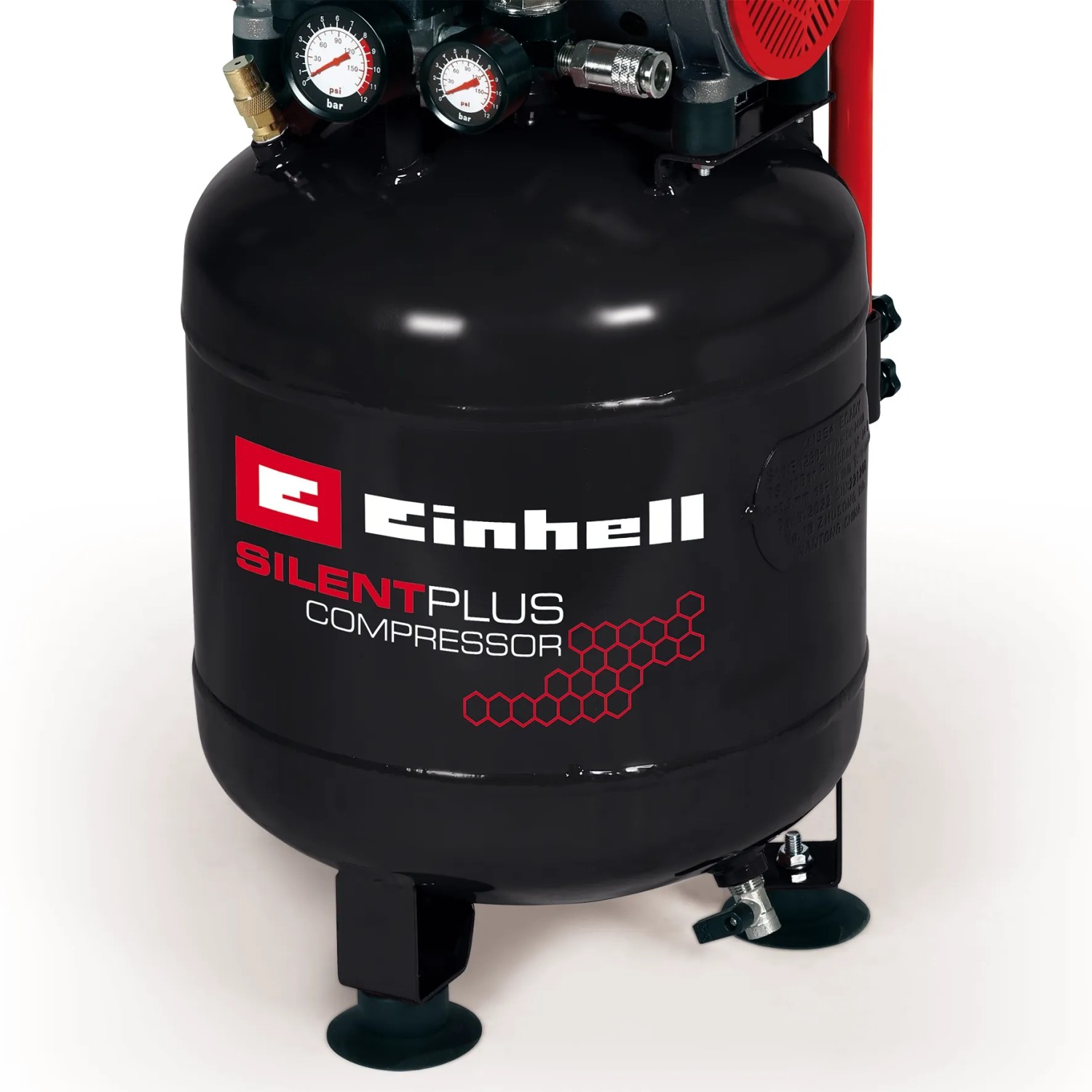 Einhell Kompressor TE-AC 135/24 Silent Plus: Leiser, stehender Kompressor mit Manometer und 24 l Tank.