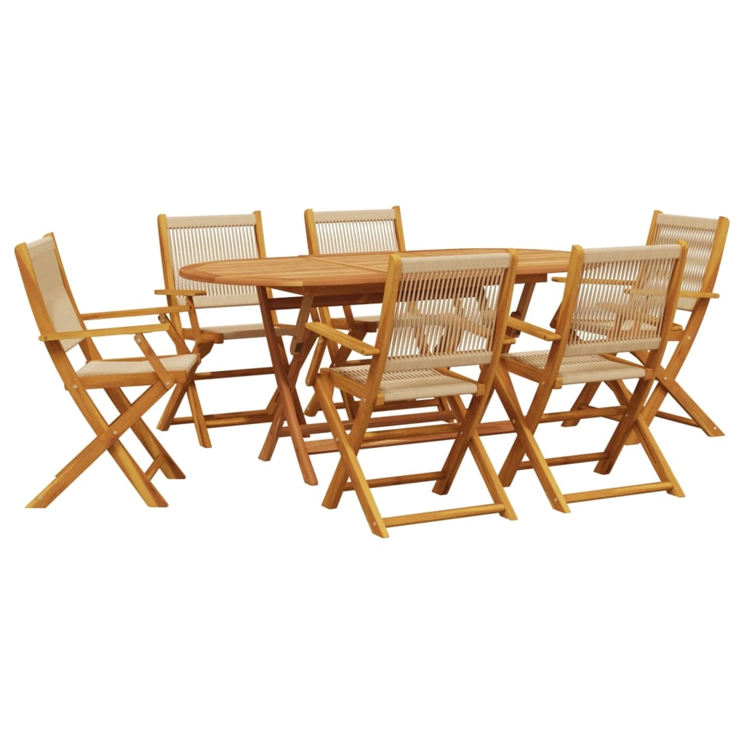 vidaXL 7-tlg Garten-Essgruppe Polypropylen und Massivholz Beige Modell 3 günstig online kaufen