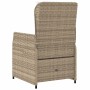 Gartensessel 2er Set, verstellbar, beige Poly Rattan, Rückansicht.
