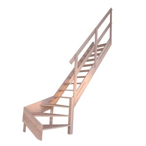 StarWood Treppe Rhodos, Buche, gewendelt rechts, mit Holzgeländer, unbehandelt.