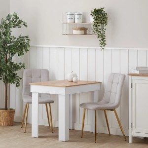 Homestyle4u Esszimmerstühle, 6er Set, beige Samt, goldene Beine. Moderne Polsterstühle für Esszimmer und Küche.
