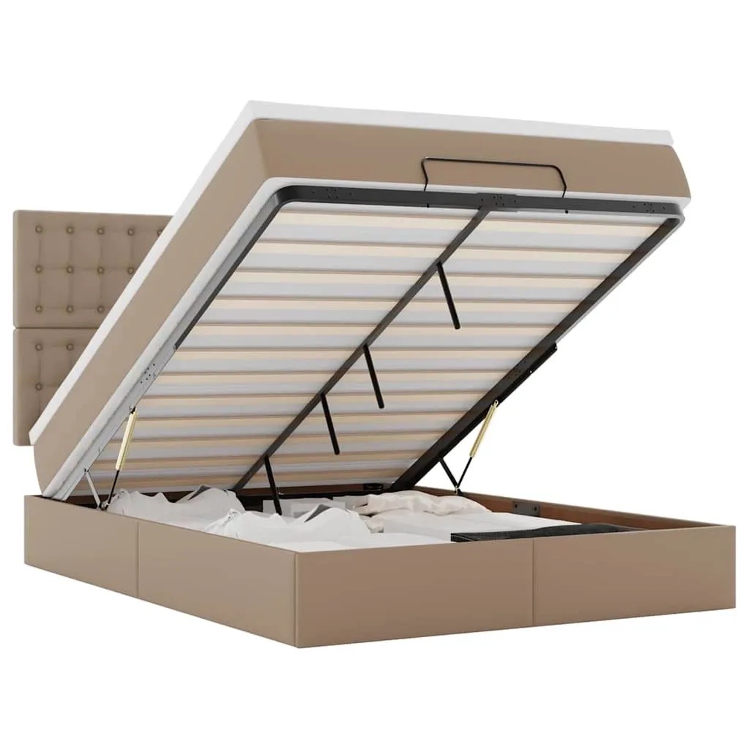 vidaXL Ottoman-Bett mit Matratze & LEDs 140x200cm Kunstleder 3313859