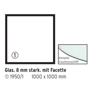 Quadratische Glasbodenplatte für Kaminöfen, 100x100 cm, transparent.