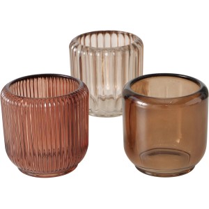 Boltze Windlicht Reguna, 3-fach sortiert, aus Glas in verschiedenen Farben.