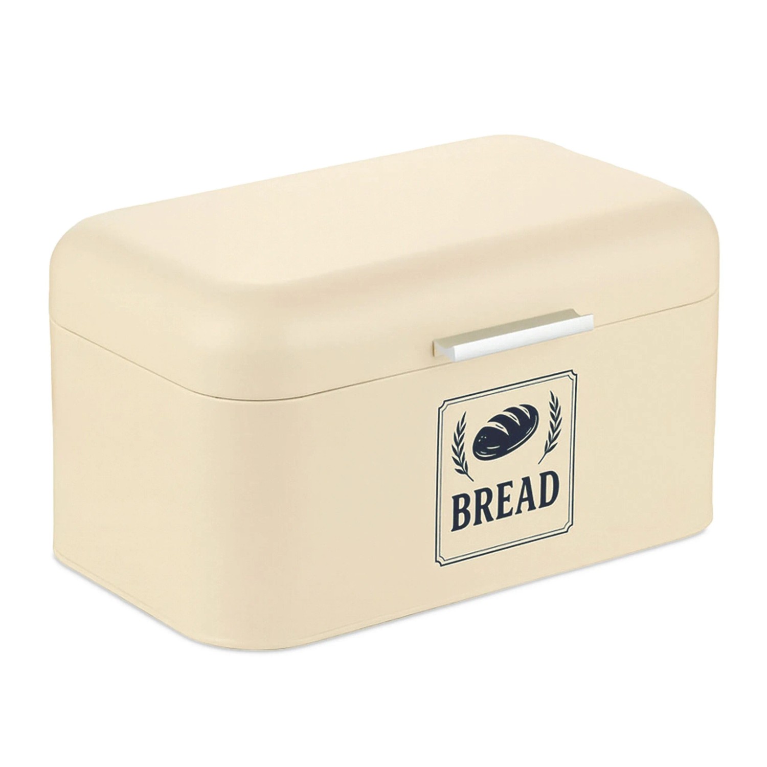 Relaxdays Brotkasten Eisen Beige mit Deckel und Griff 16,5 cm x 30 cm x 19 cm 1 kg