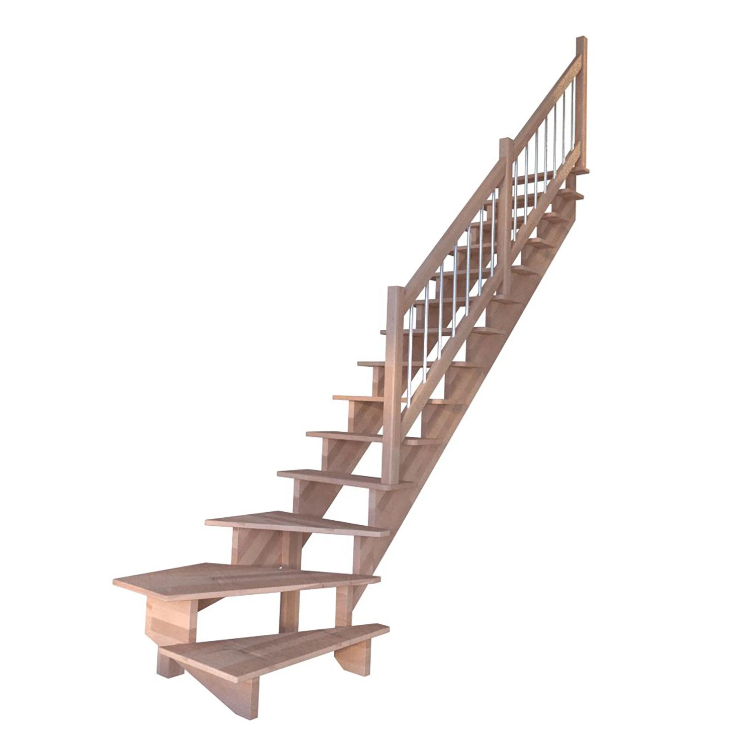 Treppe Lindos Buche Gewendelt L 80 cm Holz-Edelstahl-Geländer FSC® günstig online kaufen