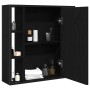vidaXL Spiegelschrank in Schwarz Eiche (60x16x60cm) mit offen stehender Tür und Badutensilien.