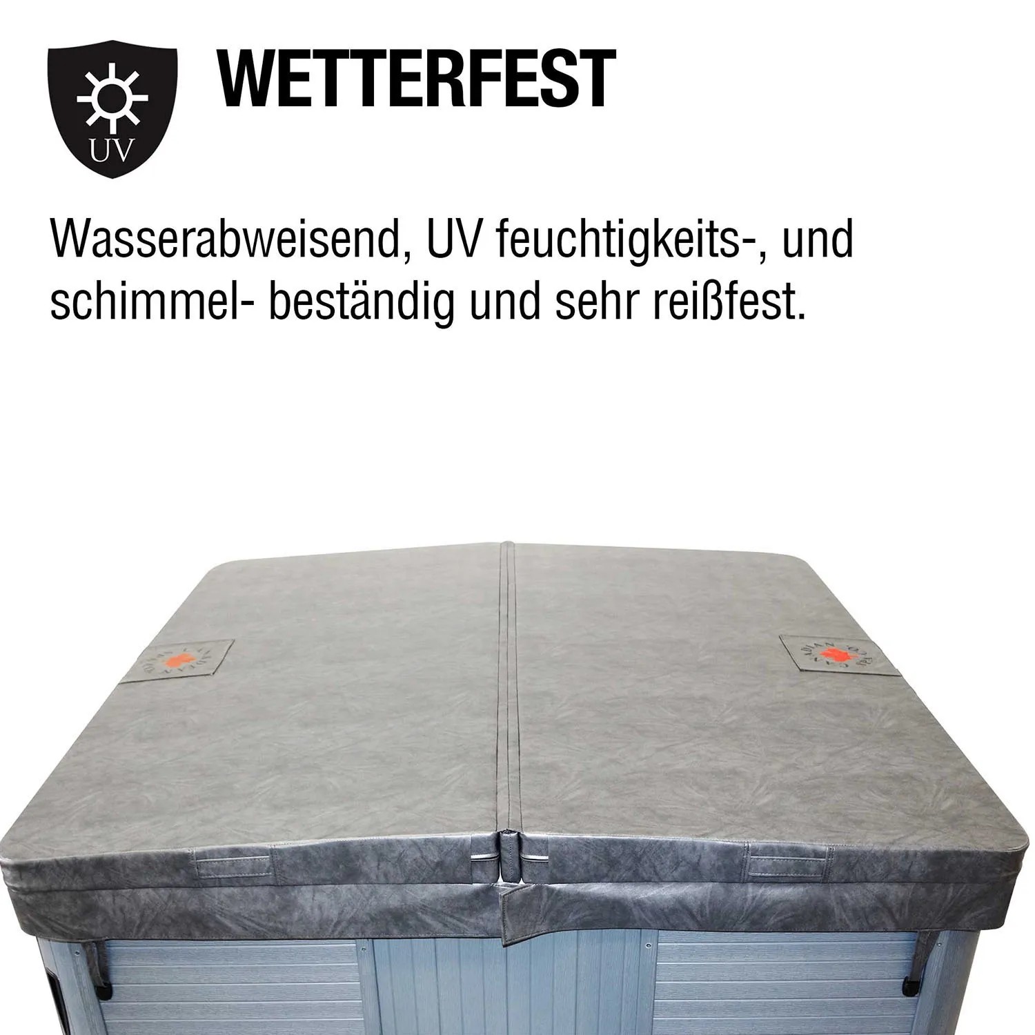 Graue Canadian Spa Isolierabdeckung für Whirlpool, wetterfest und UV-beständig.