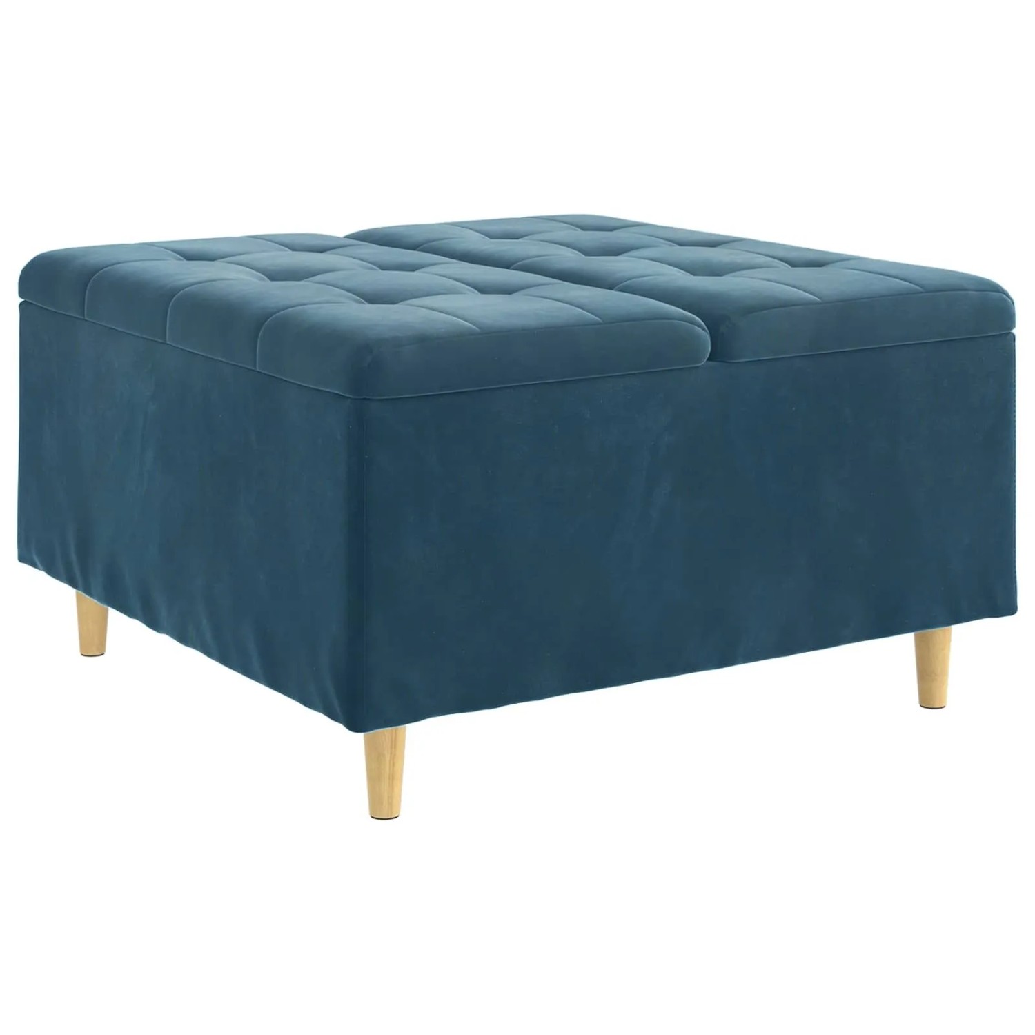vidaXL Aufbewahrungsottomane mit Kissen Blau 80 x 80 x 45 cm Samt 876839