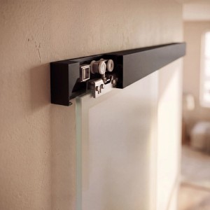 Doorlegro-Glasschiebetür Curve 1025 mm x 2050 mm Schwarz