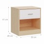 Relaxdays Nachttisch MDF Holzoptik-Weiß mit Schublade, offenem Fach. Maße 41x39x28 cm. Ideal für Schlafzimmer.