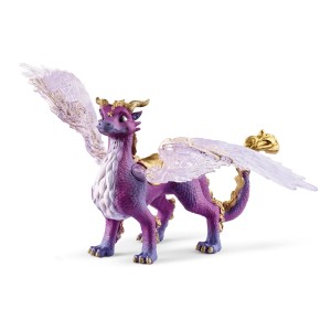 Detailreicher Schleich Nachthimmeldrache mit beweglichen, glitzernden Flügeln. Sammelfigur, lila mit goldenen Akzenten.
