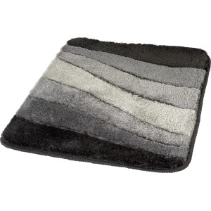 Rechteckiger Meusch Badteppich Ocean in Schiefergrau mit Streifenmuster, 55x65 cm.