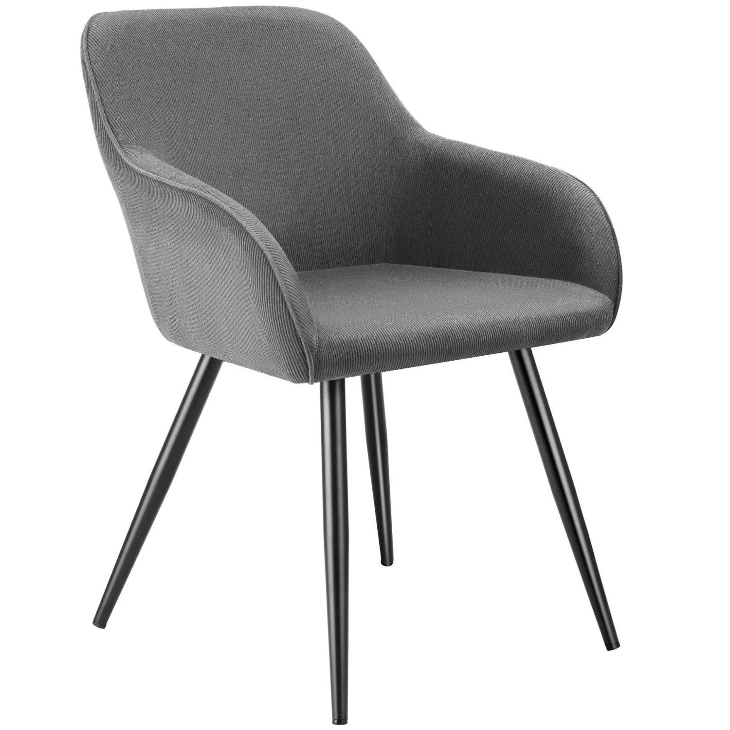 Tectake Esszimmerstuhl Marilyn Gepolstert  In Cordoptik Durchgehende Lehne  58 x 62 x 82 cm Grau Schwarz