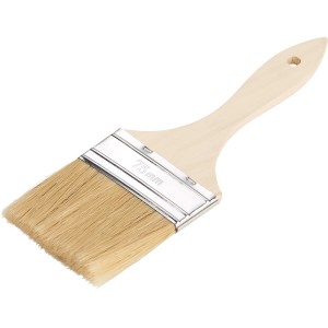 LUX Flachpinsel, 75 mm breit, mit hellem Holzgriff und Naturborsten für Lackierarbeiten.