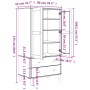 Brauner Kleiderschrank SENJA mit Rattan-Optik, Kiefernholz, 90x55x175cm. Schrank mit Schubladen und Fächern.