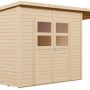 Bertilo Elementgartenhaus Felix 2 Plus aus Holz mit Anbau und Doppeltür.