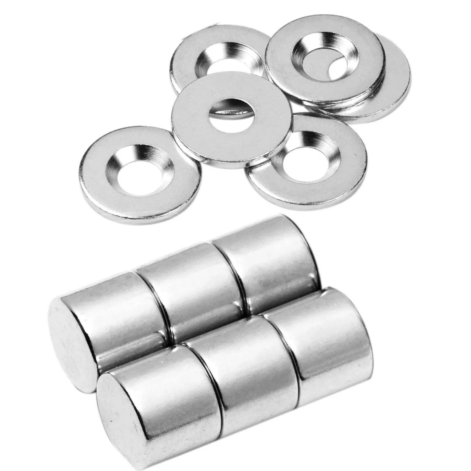 vasalat Neodym-Scheibenmagnete Rund Ø 12 mm mit Metallscheibe 12-teilig