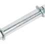Achse für Einbauräder, 103 mm, mit Schraube, Mutter, Federring und Einspannhülse.