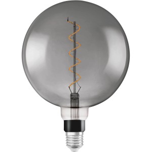 Osram LED-Leuchtmittel E27 Globe, 4W, extra warmes Licht, 29x20cm. Smokey Glas mit Glühfaden.