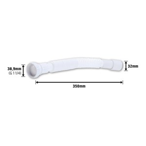 Weißes Siphon Flexrohr G 1 1/4 mit 38,9 mm für Waschtische im Bad.