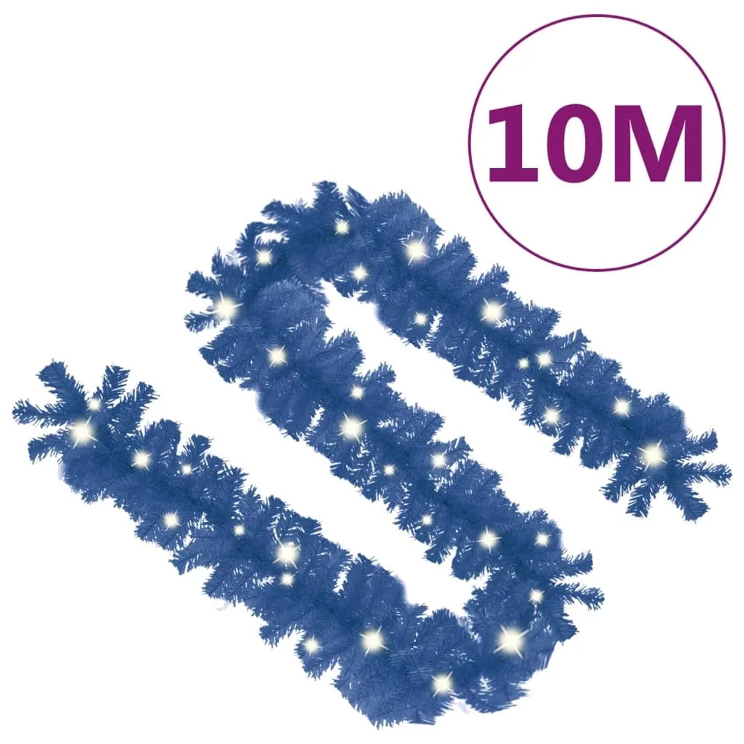 Blaue 10 m LED-Weihnachtsgirlande aus PVC mit hellen Lichtern, S-förmig. Ideal für festliche Dekoration.