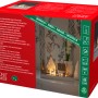 Verpackung der Konstsmide LED Holzsilhouette Waldhäuser mit Rentieren, eine weihnachtliche Fensterdeko.