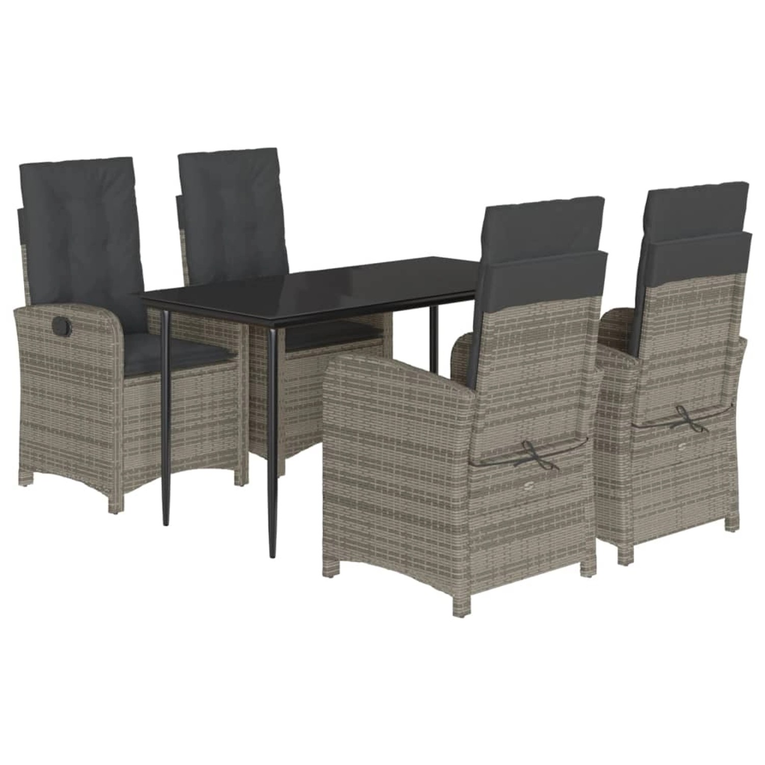 vidaXL 5-Tlg Garten-Essgruppe mit Kissen Grau Poly Rattan 3212353 günstig online kaufen