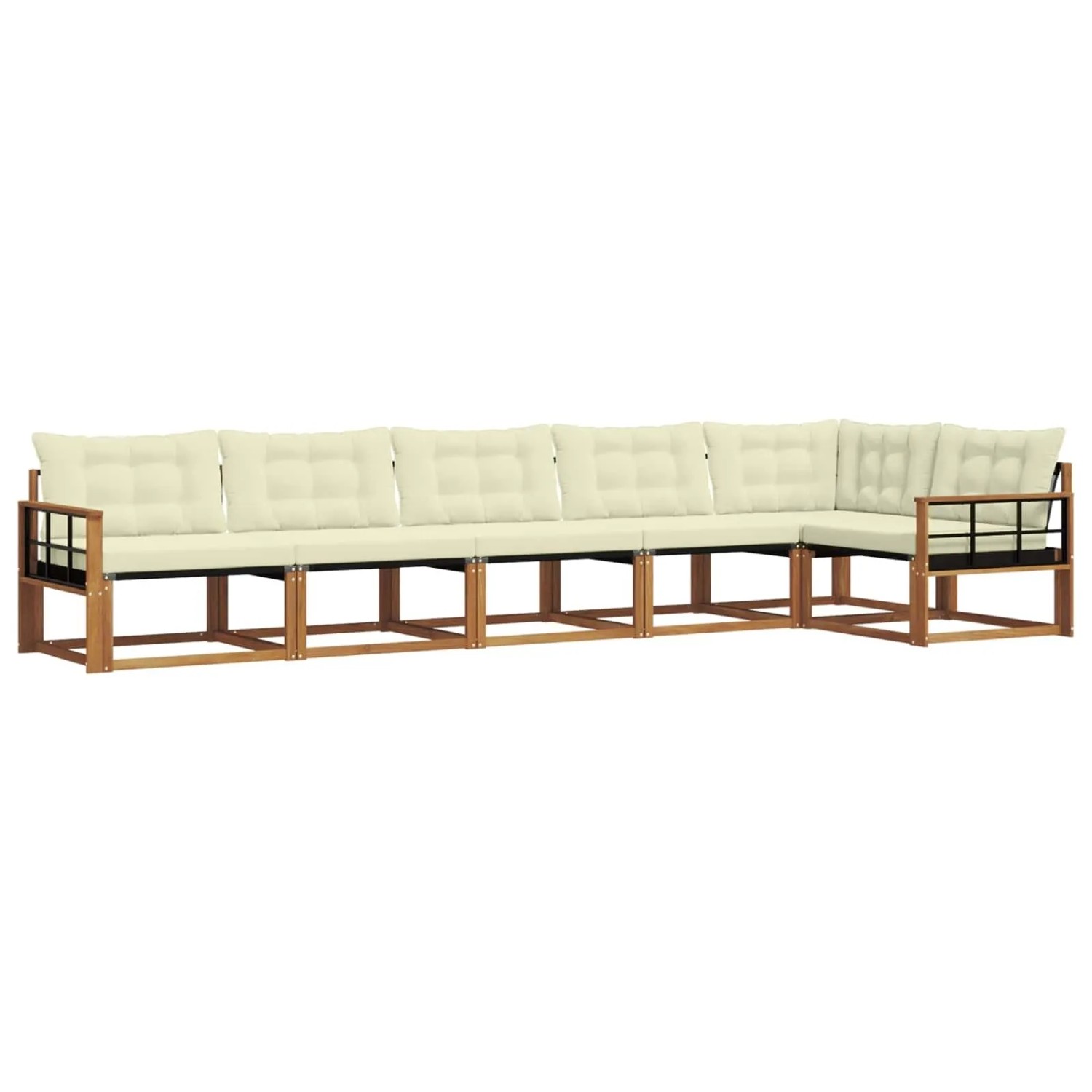 vidaXL Outdoor-Sofagarnitur mit Kissen 6-Tlg Natur und Creme 3369509
