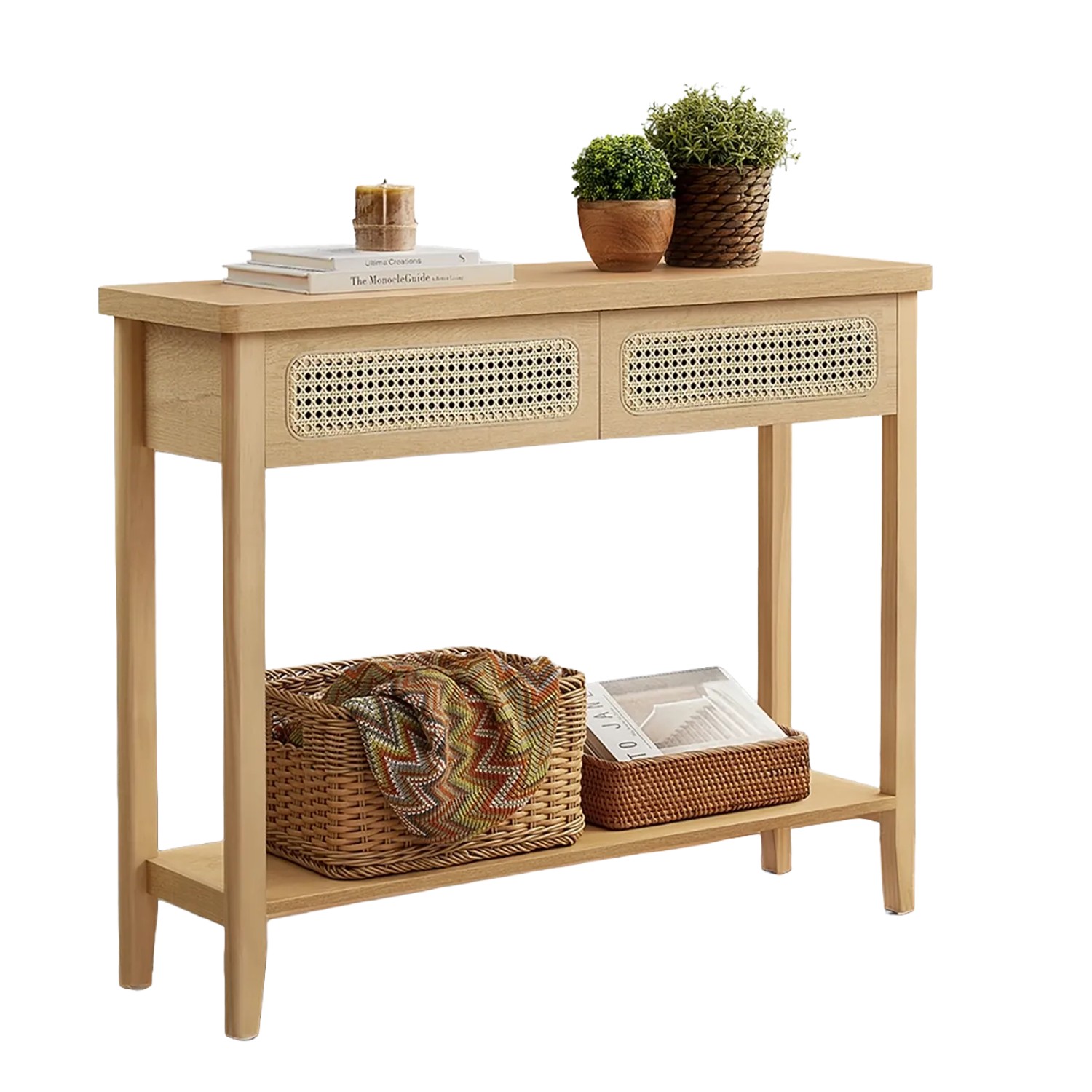 Songmics Konsolentisch Ellan 2 Schubladen Boho-Stil Eiche günstig online kaufen