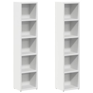 vidaXL CD-Regale 2 Stk Weiß 21x16x93,5 cm Holzwerkstoff 802696