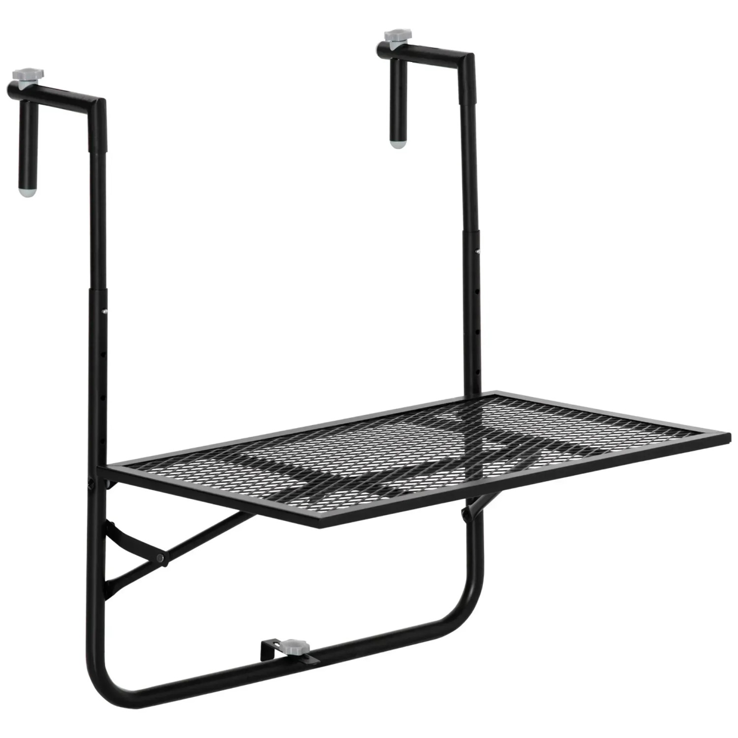 Outsunny Balkonhängetisch Metall Schwarz 60L x 60B x 57-72H cm